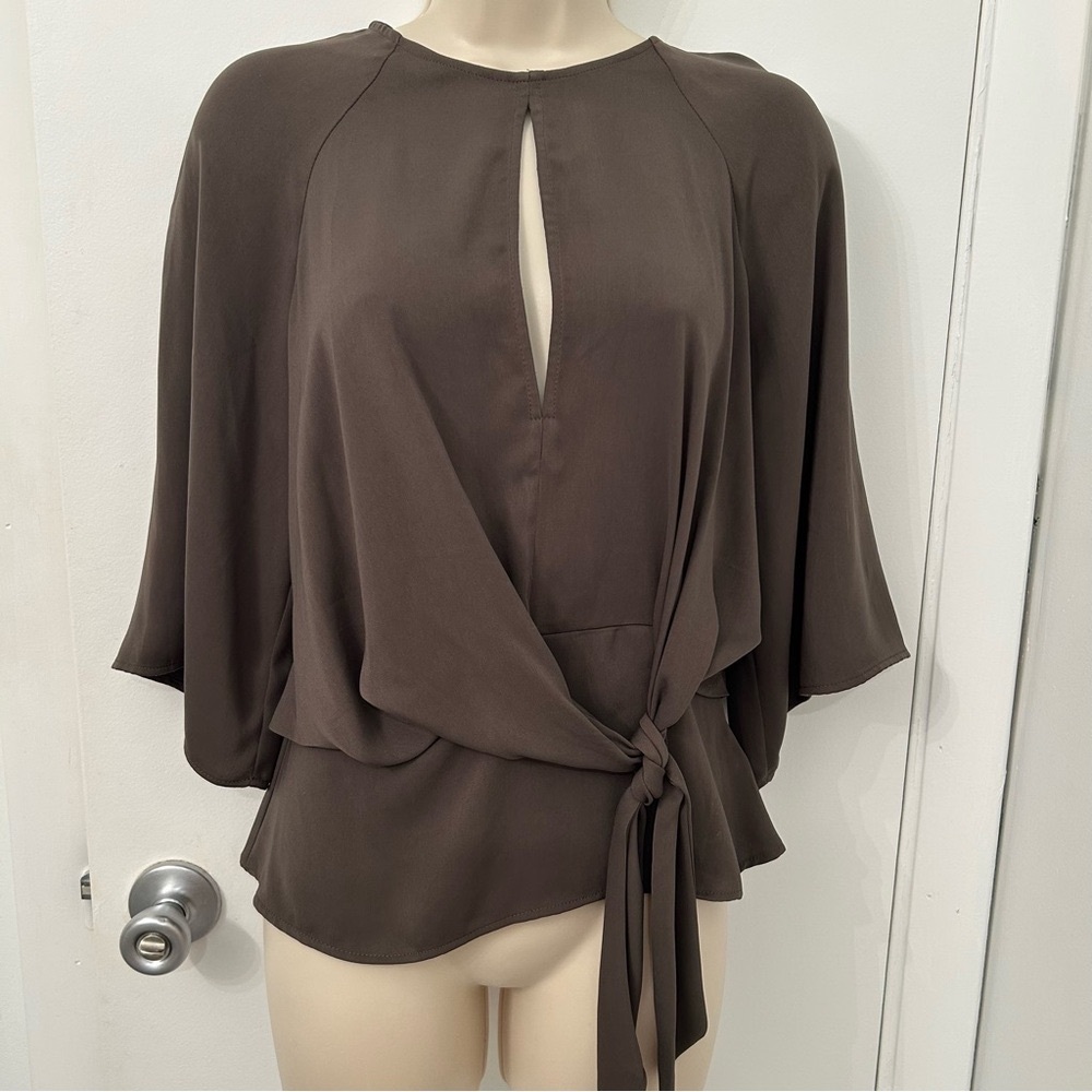 Topshop Olive Green Batwing Sleeve Blouse